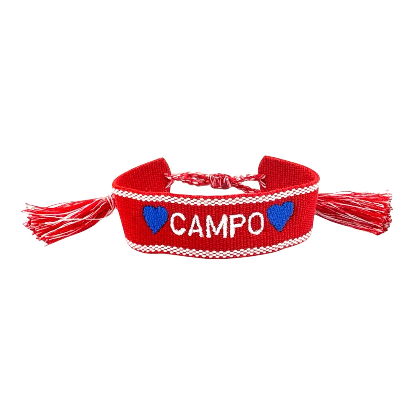 Red Campo Woven Bracelet with Tassels