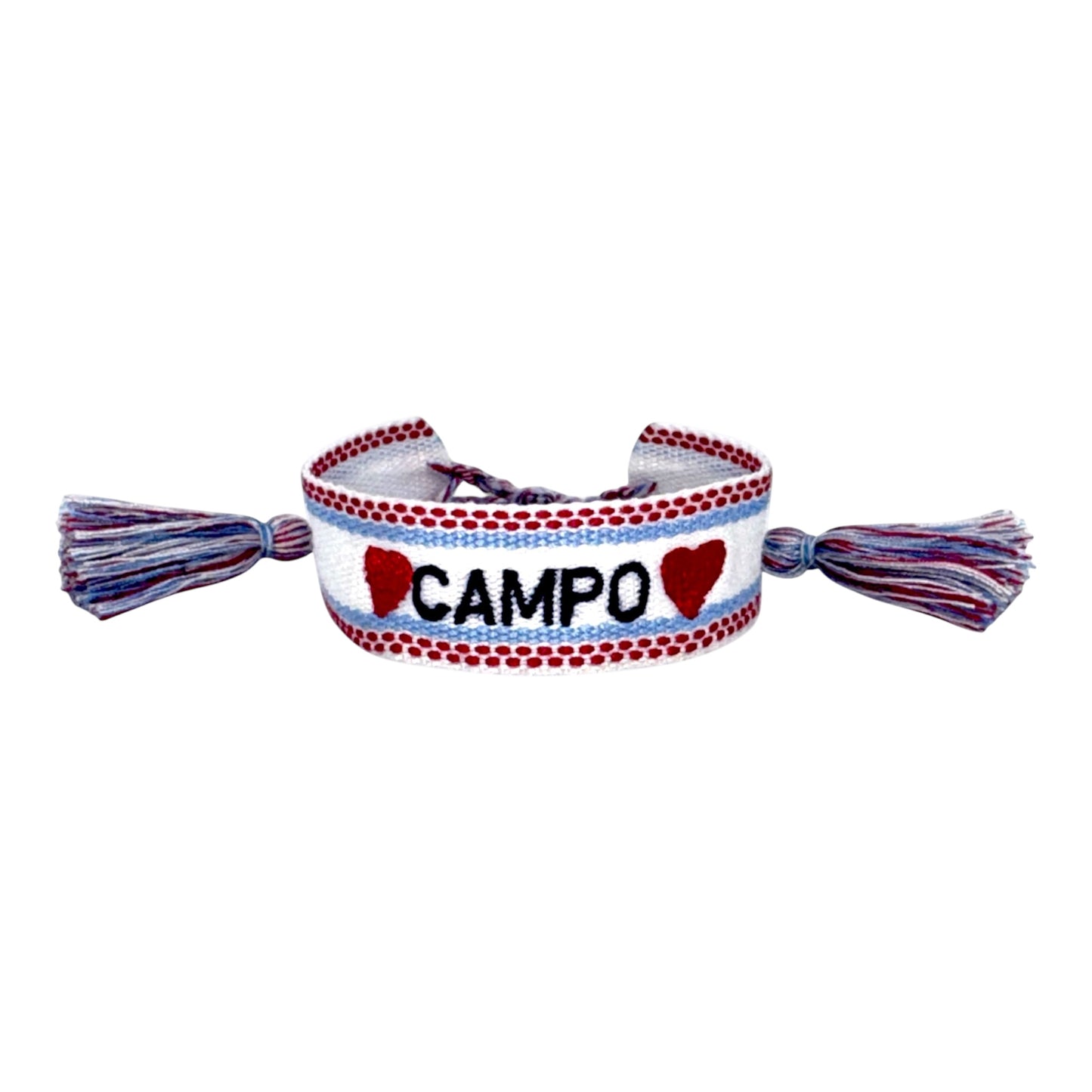 Campo Red, White & Blue Woven Bracelet with Tassels