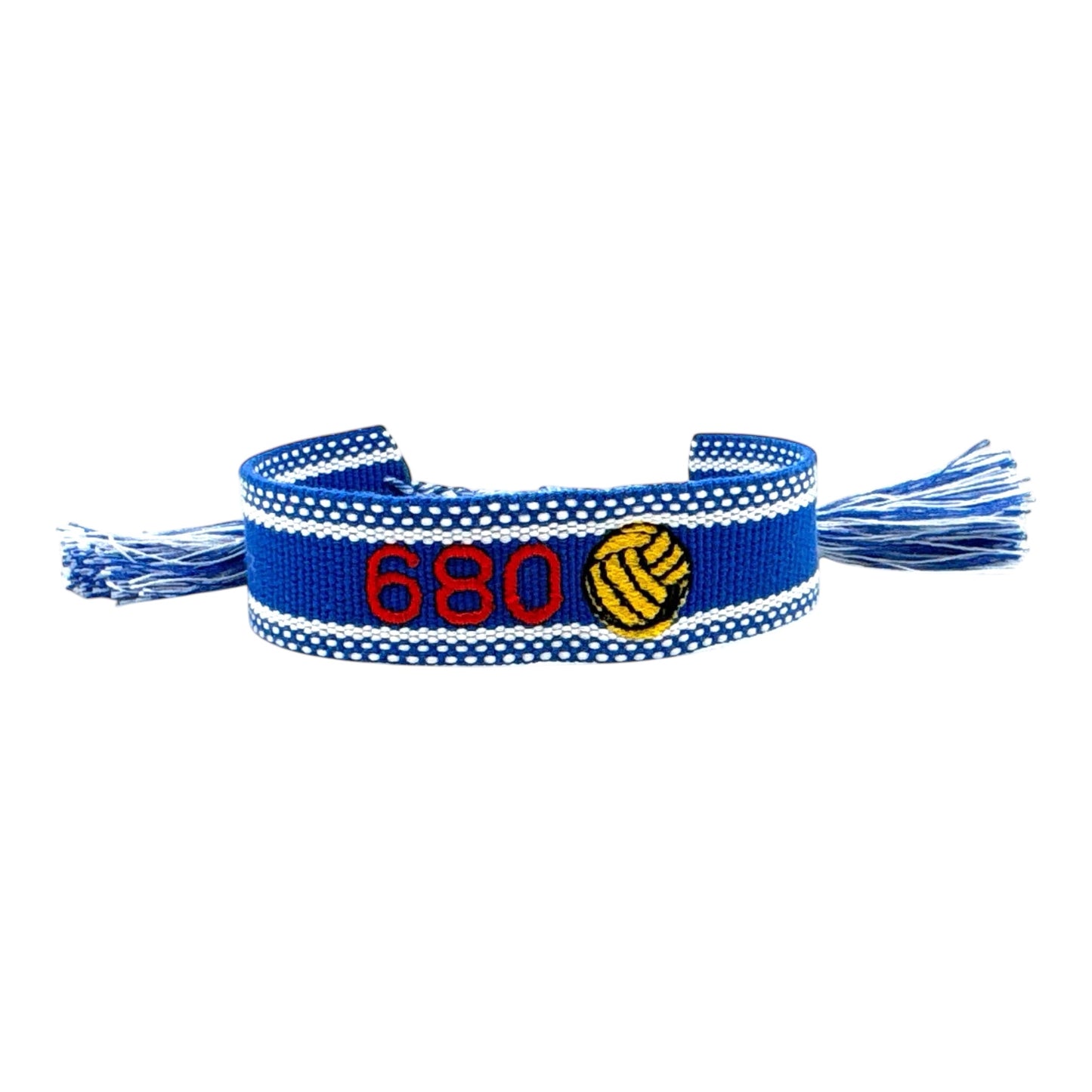 680 Drivers Water Polo team colors blue/red with yellow water polo ball Woven Bracelet with Tassels