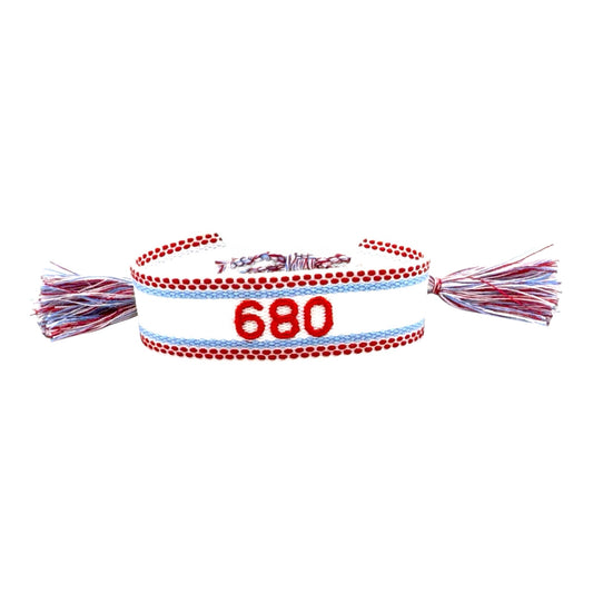 680 Drivers Water Polo Red, White & Blue Woven Bracelet with Tassels