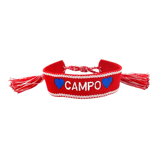 Red Campo Woven Bracelet with Tassels