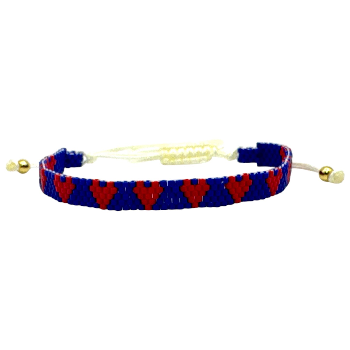 Miyuki Bead Blue Red straight edge heart Adjustable Bracelet