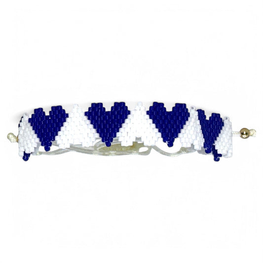 Miyuki Bead Blue White Heart Adjustable Bracelet
