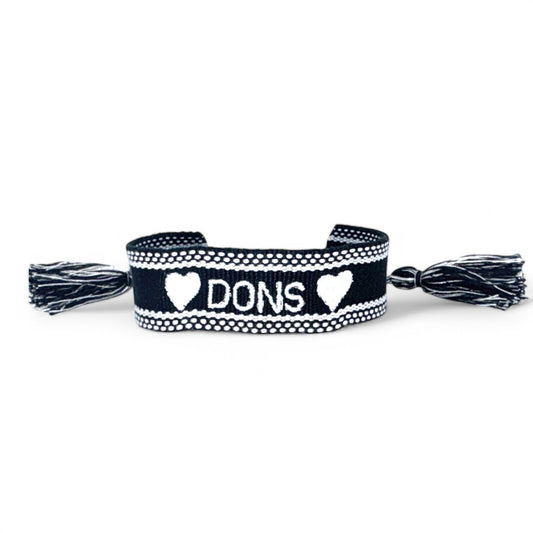 Acalanes Dons Black Heart Woven Bracelet with Tassels