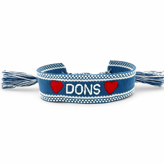 Acalanes Dons Blue Heart Woven Bracelet with Tassels