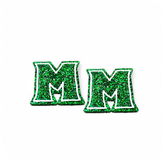 Miramonte "M" glitter green Stud Earrings