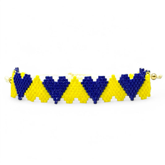 Miyuki Bead Navy Yellow Heart Adjustable Bracelet