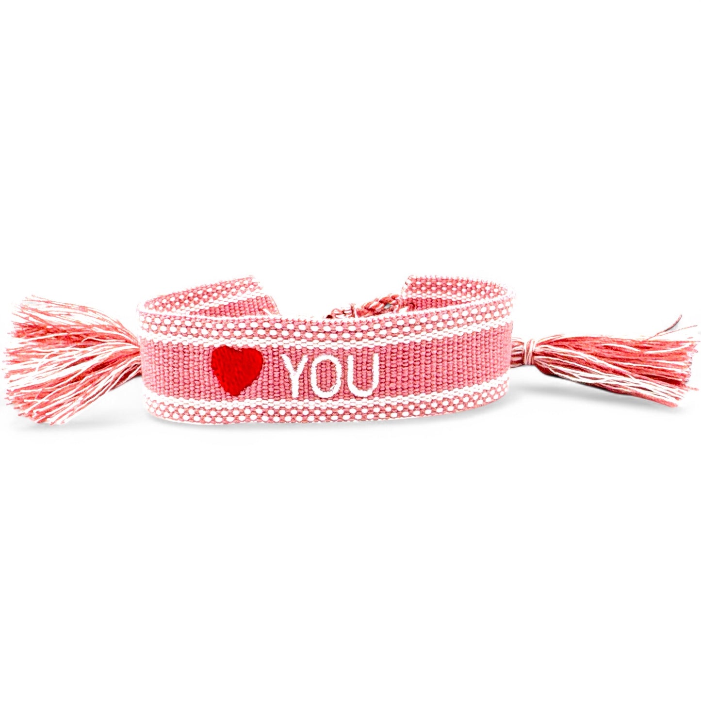 Love You Woven Bracelet with Tassels