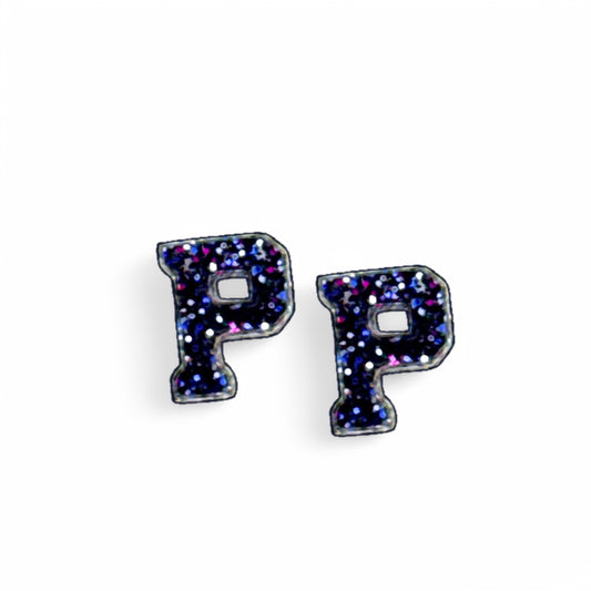 Piedmont "P" glitter purple Stud Earrings