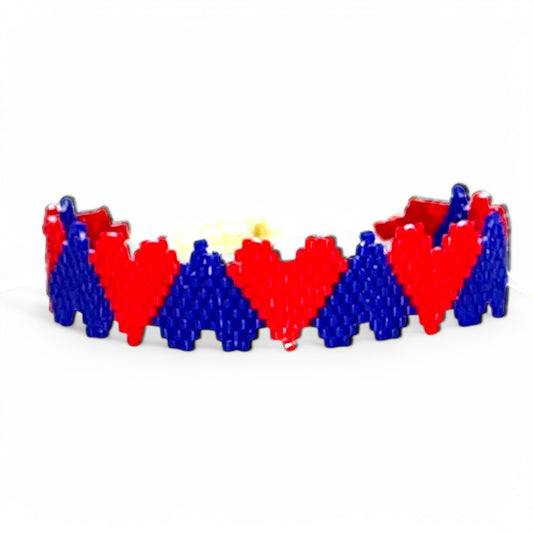 Miyuki Bead Blue Red heart edge heart Adjustable Bracelet