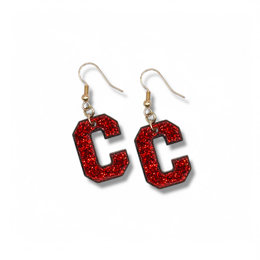 Carondelet Cougars Red "C" Drop Earrings