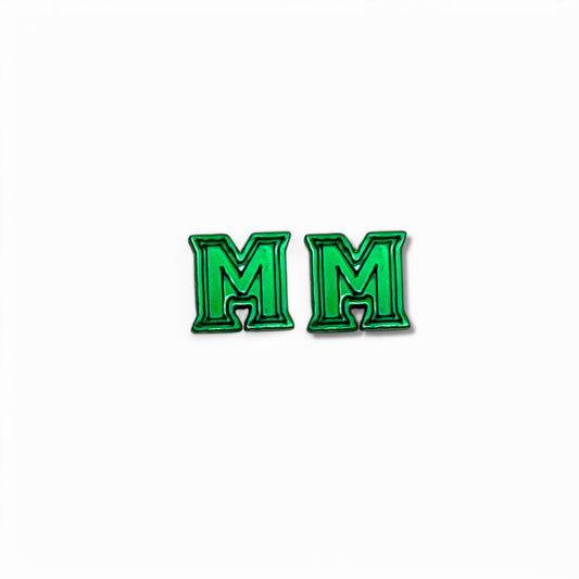 Miramonte "M" metallic green Stud Earrings