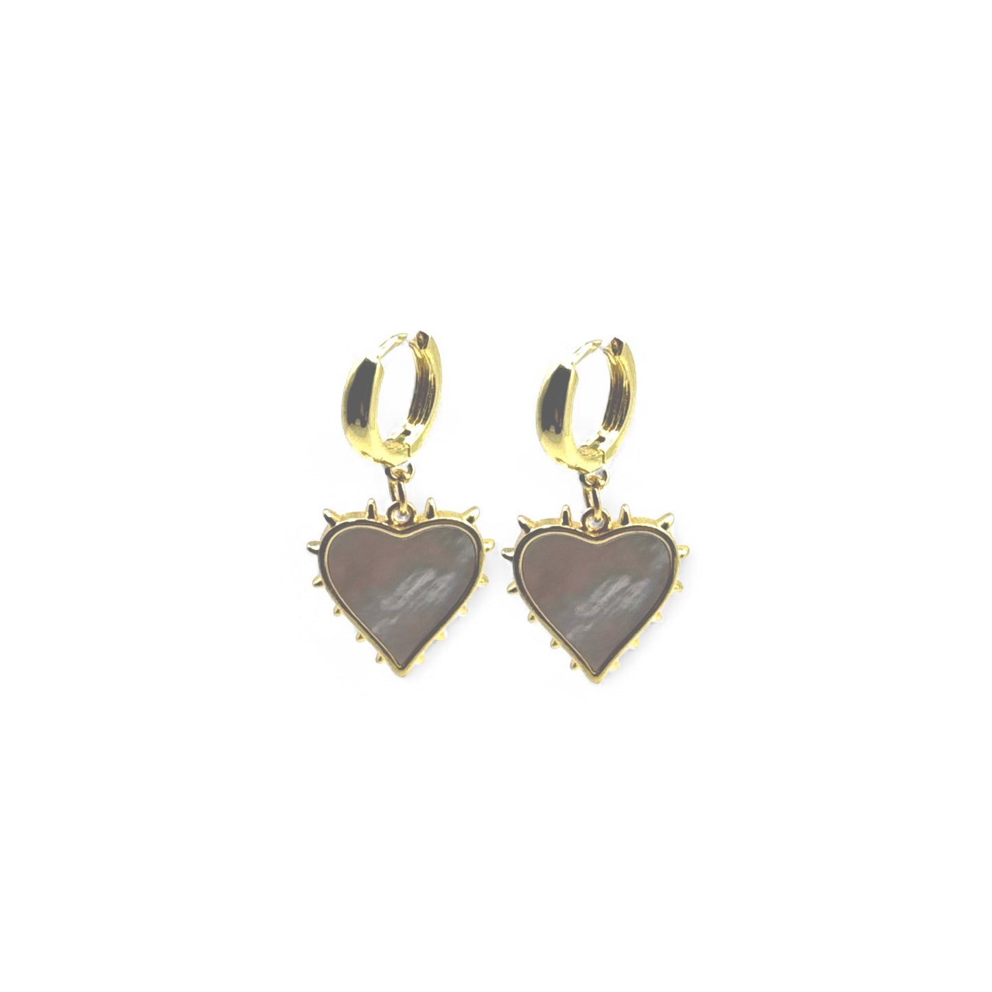 Mother of Pearl Heart Gold Earrings