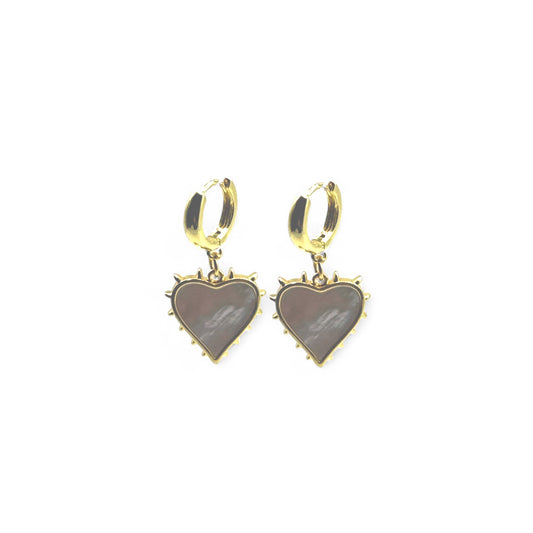 Mother of Pearl Heart Gold Earrings
