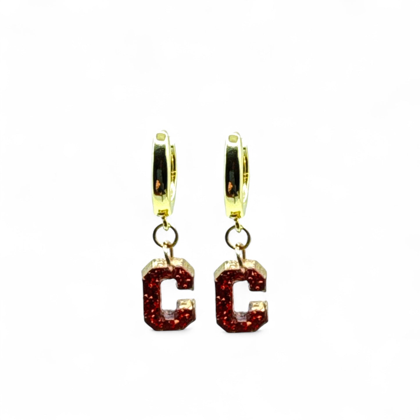 Campo Red "C" Gold Hoop Earrings