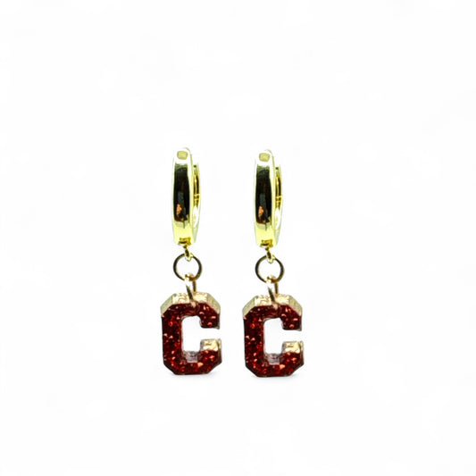 Campo Red "C" Gold Hoop Earrings