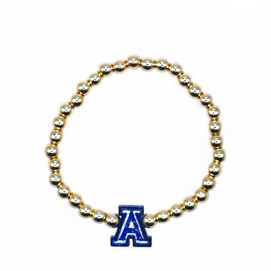 Mini A Charm Gold Bead Stretch Bracelet (Copy)